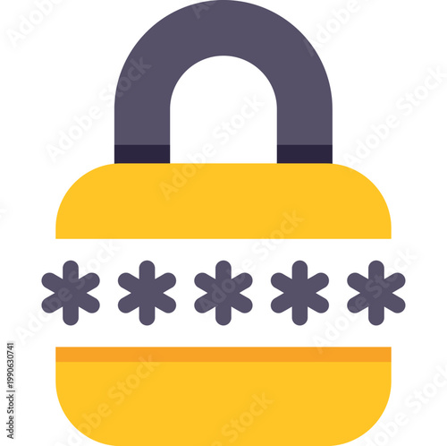 Padlock icon displaying redacted password characters for digital protection