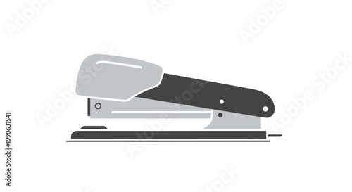 A sleek, minimalist grey and black stapler sits on a clean white background