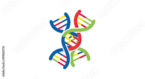 Colorful, abstract representation of intertwined DNA strands