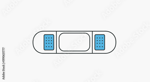Simple illustration of a bandage with blue dots on its pads