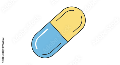 A single blue and yellow capsule with a white highlight