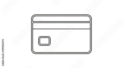 A minimalist black and white outline of a plastic card with rounded corners