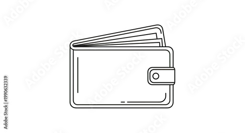A simple outline drawing of a folded wallet with a snap closure