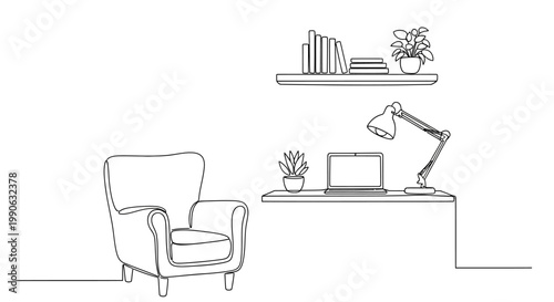 A chair sitting next to desk.