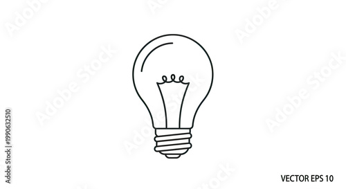 Stylized line drawing of a classic incandescent light bulb on a white background