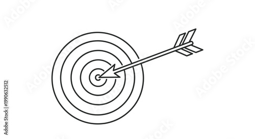 An arrow pierces the bullseye of a concentric circle target