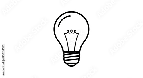 Black and white line drawing of an incandescent light bulb