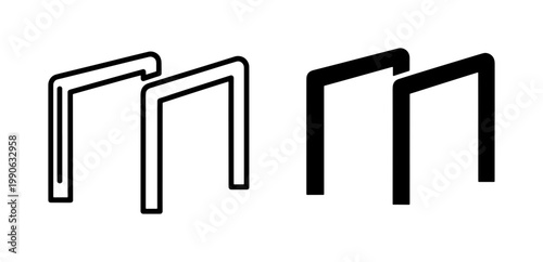 Industrial Metal Staple Icon Set for Office Stationery