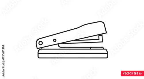 Outline of a classic office stapler on a white background