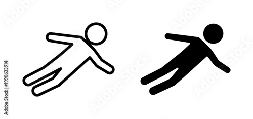 Falling person icon set representing accident or slip
