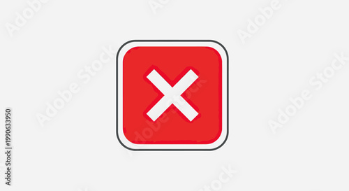 A stylized red square with a white cross inside, symbolizing negation or closure