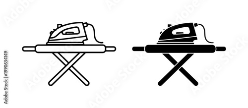 Electric iron on board vector icon set