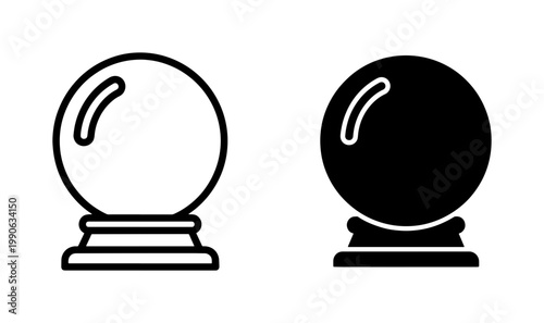 Crystal Ball Magic Sphere Outline and Glyph Icon Set