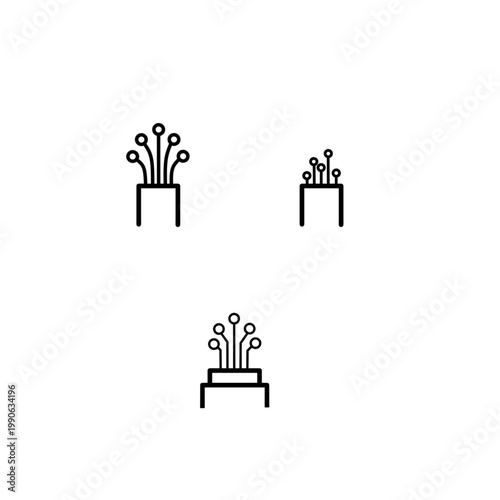 Set of fiber optic cable icons, vector illustration of optical communication lines, internet connection symbols