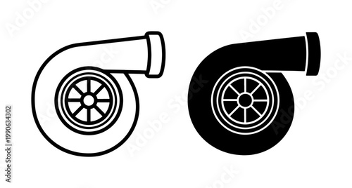 Turbocharger icon set for automotive engine performance
