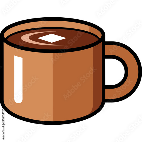 A steaming hot cup of coffee with a marshmallow on top sits on a table indoors.