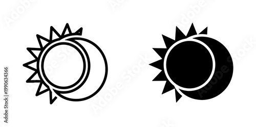 Solar Eclipse Icon Set with Sun and Moon Symbols