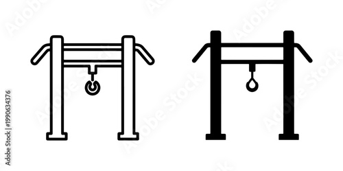 Pull Up Bar Gym Station Line Icon Set