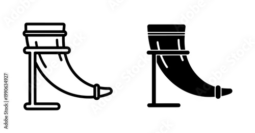 Viking Drinking Horn Icon Set on Stand