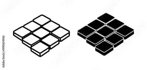 Isometric Paving Tile Icon Set