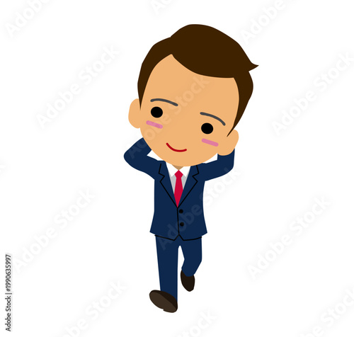 Man relaxing neck stretch stress relief illustration