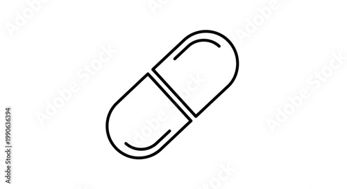 Simple black outline of a capsule, horizontally oriented
