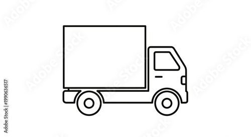 Foto Black outline of a box truck on a white background