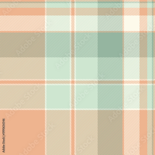 Plain pattern fabric seamless, vibrant textile plaid vector. Coat check background texture tartan in orange and light colors.