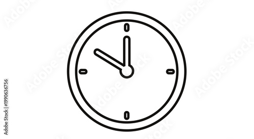 Simple black outline of a clock face with hands indicating approximately 1055