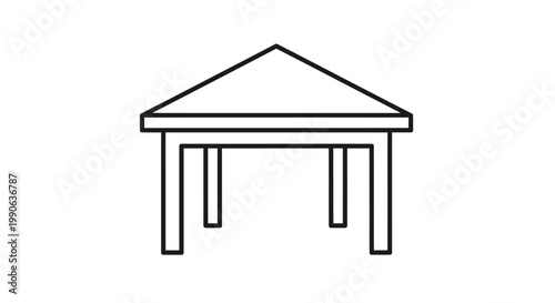 Stylized linear representation of a four-legged table with a triangular top