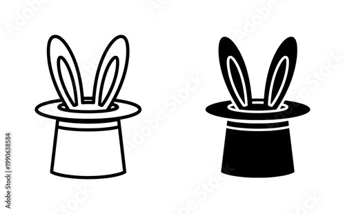 Photography Magic Hat with Rabbit Ears, Illusion Symbol, Conjuring Trick Icon, Entertainment