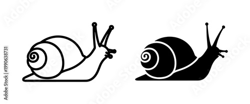 Canvas Print Snail Icons, Outline and Silhouette Vector Art: Slow Movement, Nature, and Garde