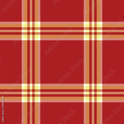 Stripped check plaid seamless, selection pattern textile texture. School background tartan fabric vector in red and orange colors.