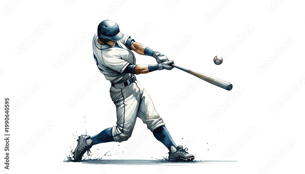 Obraz premium A baseball player swinging a bat with intense motion and focus
