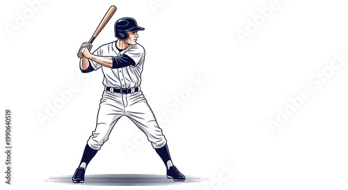A baseball player is poised to swing his bat in a game