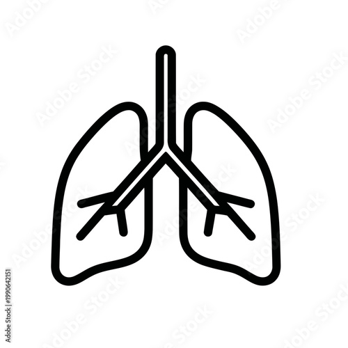 Human lungs line art vector icon illustration