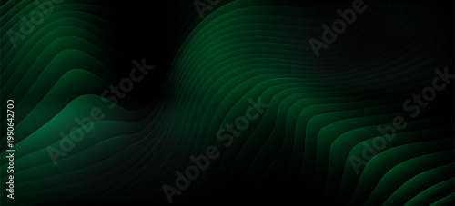 Abstract digital background showcases glowing vertical green light bars symmetrically placed against deep black creating a dynamic and mysterious visual screen texture ideal for modern presentations.