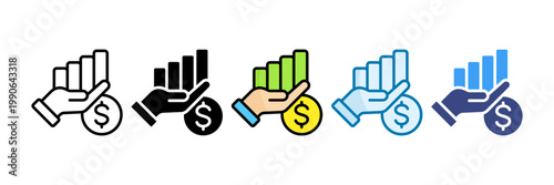 Increase Revenue Icon Set Multiple Style Collection