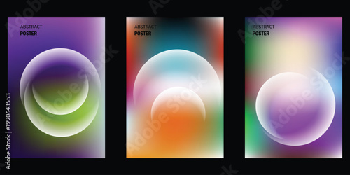 Vibrant abstract poster templates colorful gradient backgrounds glowing orbs
