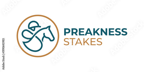 Minimalist Vector Logo of Horse and Jockey