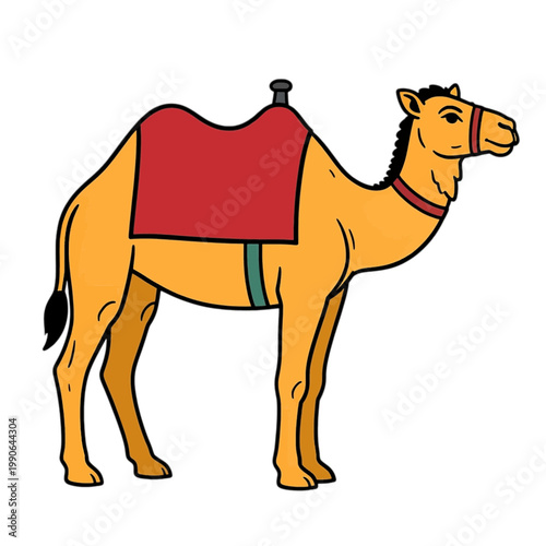 Camel with Red Saddle Flat Icon