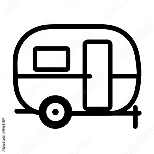 Camper Trailer Icon Minimalist Outline Design