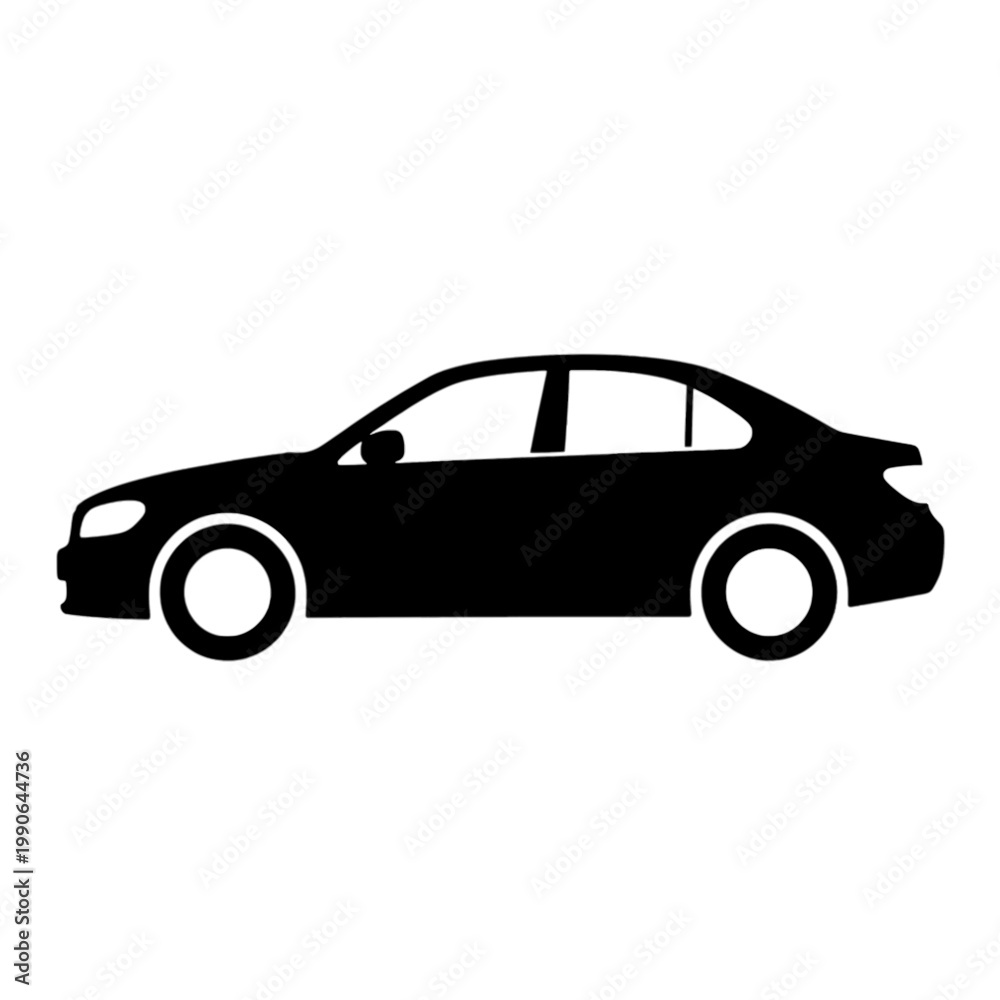 Fototapeta premium Car Silhouette Side View Line Icon