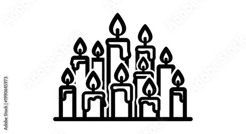 A collection of burning candles emitting a warm and inviting glow, creating a sense of tranquility and reflection. Their flames dance gently, symbolizing hope and remembrance