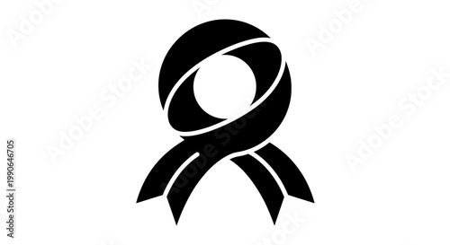 A simple black awareness ribbon, a symbol of remembrance and solidarity. It is an emblem that carries a message of support and empathy