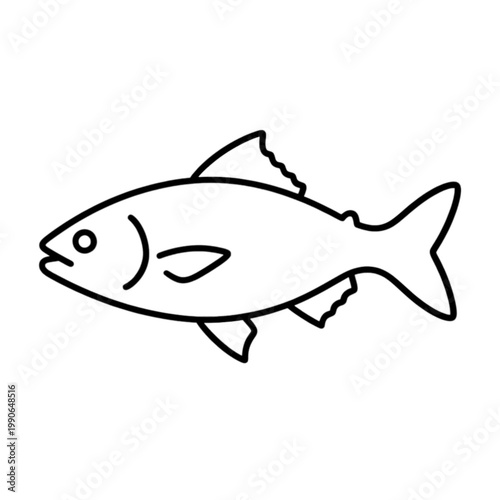 Fish Line Icon with Simple Outline Design