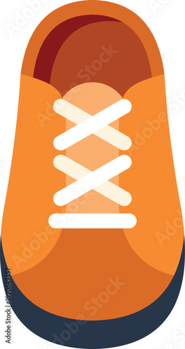 Modern flat design illustration of an orange sneaker viewed from above on a white background