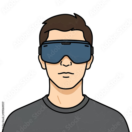 Man Wearing Virtual Reality Headset Flat Icon
