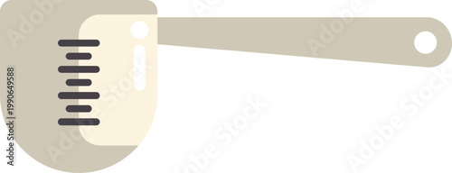 Simple flat style illustration of a beige measuring scoop with a long handle on white background