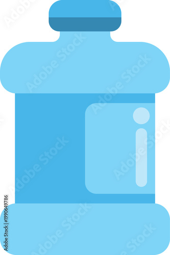 Minimalist flat illustration of a large blue water jug on white background